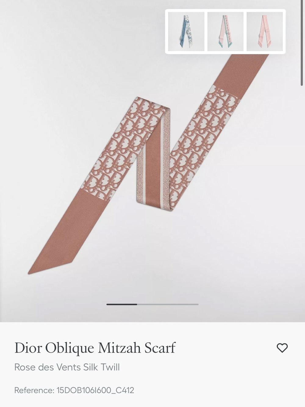 Dior Oblique Mitzah Silk Twill Scarf in Rose